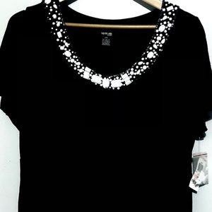 Style & Co, women’s beaded top size 2x, black, stretchy, new